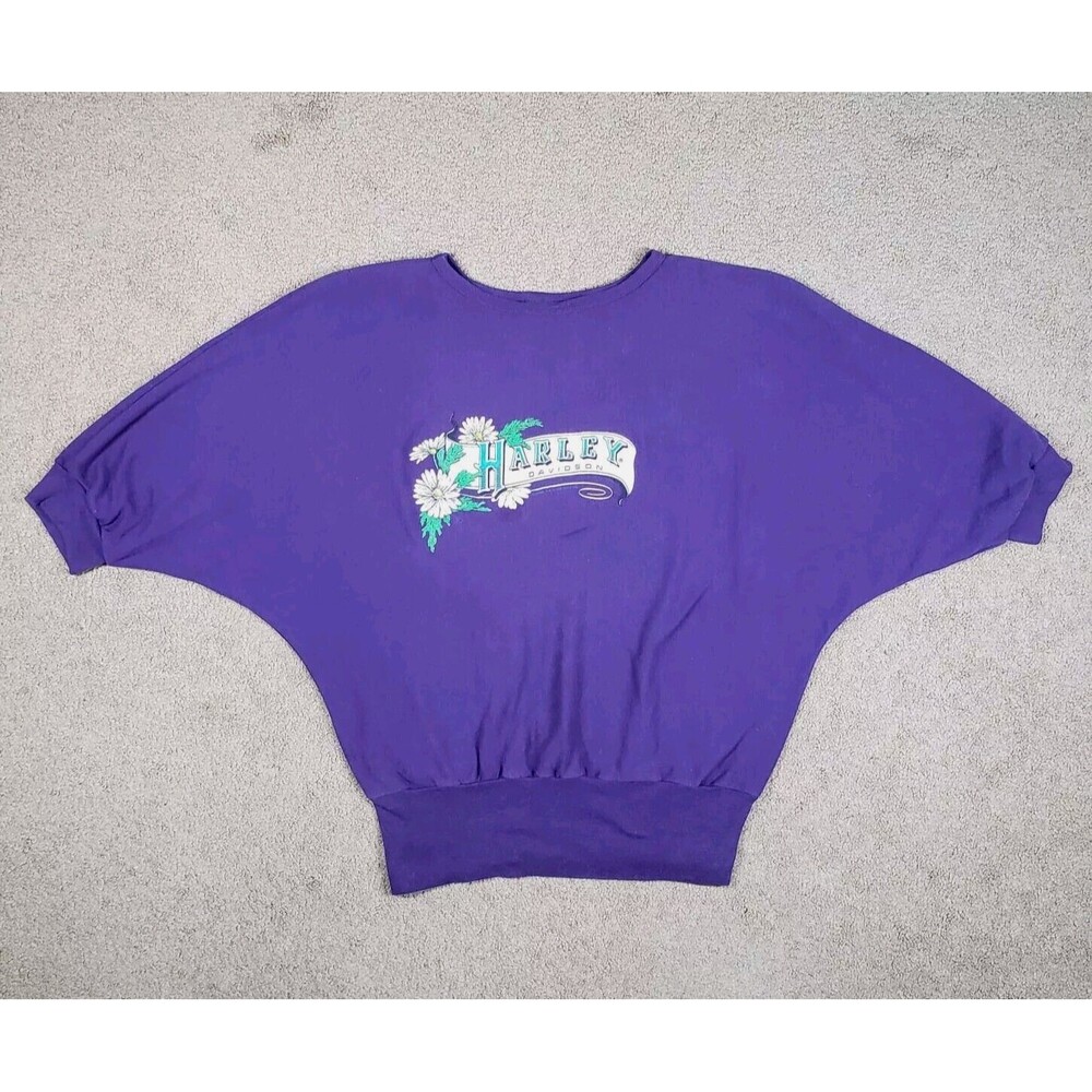 Vtg 1990 Women's Harley Davidson Casual Brand Shirt 3/4 Sleeve Purple One Size